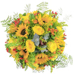 This bouquet, inspired by the luminous mornings and garden walks of Stanmore, gathers the golden brilliance of sunflowers and buttery softness of yellow roses into a radiant display. At the center, the sunflowers' open faces seem to capture morning light, while yellow roses gently entwine, offering subtle perfume and soft, velvety layers. Pops of vivid orange blooms and clusters of red berries accent the arrangement, evoking the playful spirit of local summer fairs along Stanmore Broadway. Ferns and goldenrod lend a wild, natural border that hints at the hedgerows near Stanmore Common. Here and there, eucalyptus leaves shimmer with silvery freshness, deepening both the scent and the sense of tranquil abundance. Meticulously arranged by florists who know the rhythms of the NW7 neighbourhood, this bouquet is perfect for a birthday greeting or gesture of encouragement, arriving bright and full of hope-ready to share joy in every corner of Stanmore, from local cafés to family homes.