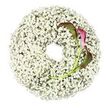 In this image, a round funeral wreath is displayed flat on a pure white background, allowing every detail of the floral work to be clearly appreciated. The wreath is composed entirely of white Baby's Breath, bound so thickly that the ring seems almost like a band of soft snow or fine lace encircling an open centre. The countless tiny blossoms give the surface a slightly uneven, cloud-like texture, with gentle dips and rises that catch the light in a diffused, subtle way. The middle of the wreath remains a clean, circular opening, creating a sense of lightness and breathing space, similar to pausing for a quiet moment in one of Stanmore's tree-lined streets. On the lower right side, two calla lilies form a simple yet powerful accent. Their polished green stems curve inward and slightly upward, gracefully intersecting the white ring. The flowers themselves are classic calla trumpets, with petals that start green near the stem and gradually deepen to a rich magenta-burgundy at the flared, rolled edges. The smooth surface of the petals gently reflects the soft lighting, while the deeper tones of colour draw the eye immediately to this focal point. The contrast between the velvety darkness of the callas and the fine, airy Baby's Breath adds emotional resonance without overwhelming the tranquil mood. This wreath feels particularly appropriate for a tasteful, understated goodbye in Stanmore, whether placed on a stand beside the coffin, laid at the graveside, or brought as a comforting gesture to a family memorial at home.